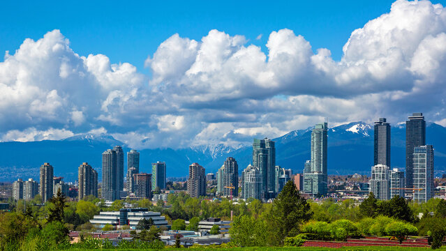 Burnaby skyline showing homes and condos, highlighting Burnaby real estate prices in comparison to New Westminster affordability